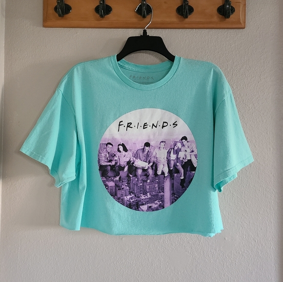 FRIENDS Tops - Friends TV Show Turquoise Cropped Tee - Sz Large